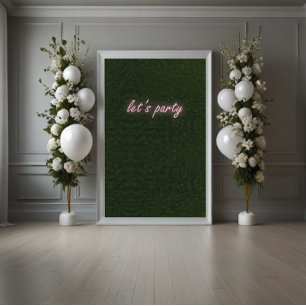Neon Party Sign on Grass Background Banner