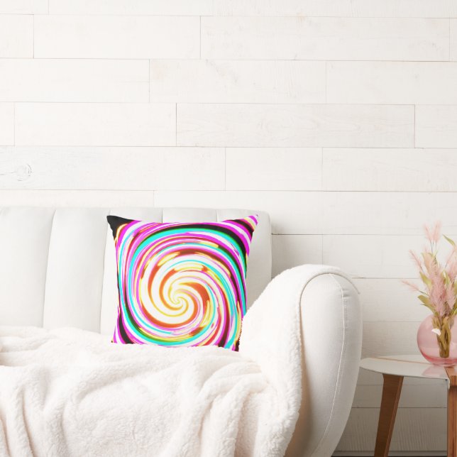 Neon Pattern Artwork  Throw Pillow (Couch)
