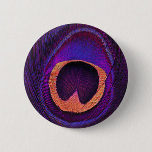 Neon Peacock 2 Inch Round Button