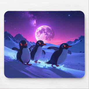 Neon Penguins Mouse Pad