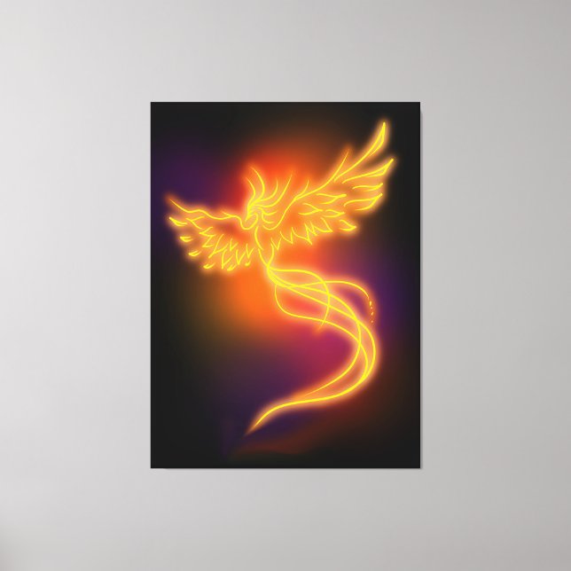 Neon Phoenix Canvas Print (Front)