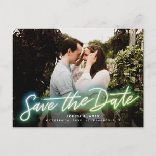 Neon photo horizontale Enregistrer la date carte p