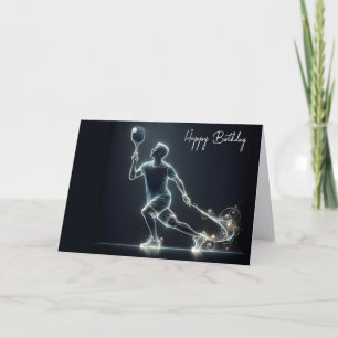 Neon Pickleball Player for Birthday Card