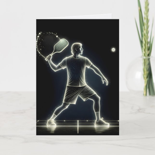 Neon Pickleball Player for Birthday Card (Front)