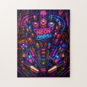 Neon Pinball Frenzy: Retro Arcade Rush Jigsaw Puzzle