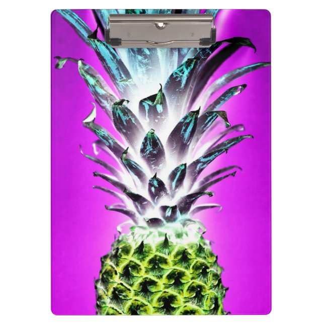 Neon pineapple colourful tropical fruit Hawaiian Clipboard (Front)
