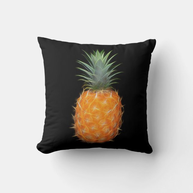 Neon Pineapple Glowing Fruit Art  Throw Pillow (Front)