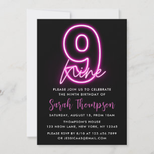Neon Pink 10e anniversaire Invitation
