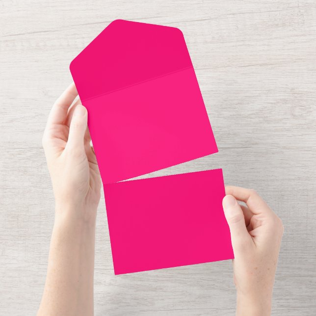 Neon Pink All-in-One Wedding Invitation – Custom (Tearaway)