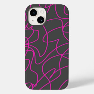 Neon Pink and Gray Line Art Case-Mate iPhone 14 Case