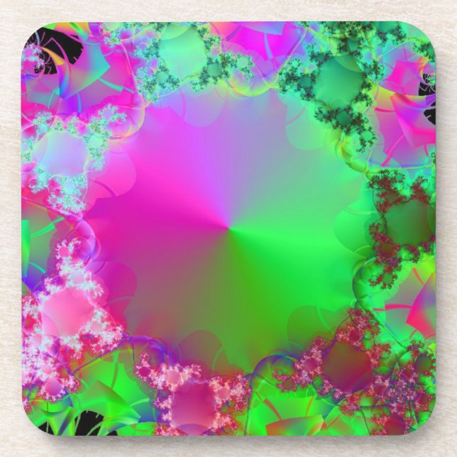 Neon Pink and Green Cone Coaster (Front)