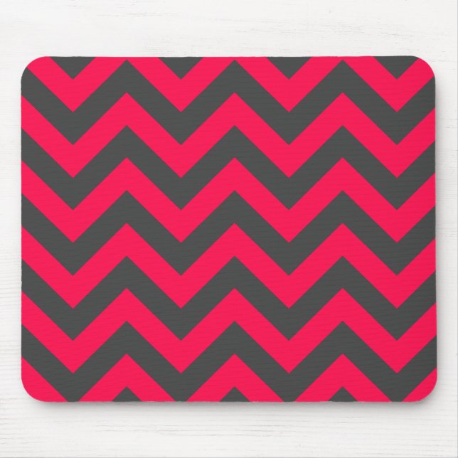 Neon Pink and Grey Chevron Pattern Mouse Pad (Front)