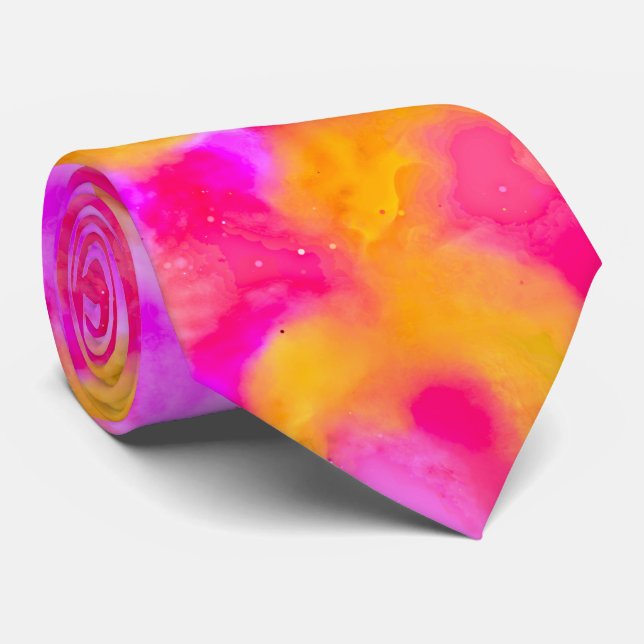 Neon pink and orange blur tie (Rolled)