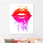 Neon Pink and Orange Lip Wall Art  Acrylic Photo Tile<br><div class="desc">Add a bold pop of colour to your space with this vibrant neon pink and orange lip art. Featuring a modern splash-paint design, this acrylic peel and stick art tile creates a striking focal point. Perfect for contemporary decor, beauty spaces, or artistic living rooms, this piece embodies bold, trendy style....</div>