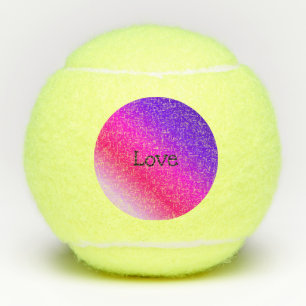Neon Pink and Purple Love Tennis Balls