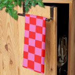 Neon Pink and Red Chequered Chequerboard Vintage Kitchen Towel<br><div class="desc">Neon Pink and Red Chequered Chequerboard | Vintage | Classic | Trendy | Stylish | Fashion | Minimal</div>