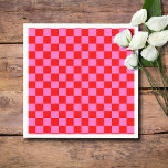 Neon Pink and Red Chequered Chequerboard Vintage Napkin<br><div class="desc">Neon Pink and Red Chequered Chequerboard | Vintage | Classic | Trendy | Stylish | Fashion | Minimal</div>