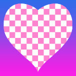 Neon Pink and White Chequered Chequerboard Vintage Heart Sticker<br><div class="desc">Neon Pink and White Chequered Chequerboard | Vintage | Classic | Trendy | Stylish | Fashion | Minimal</div>