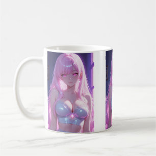 Neon Pink Anime Girl • Aesthetic Kawaii  mugs