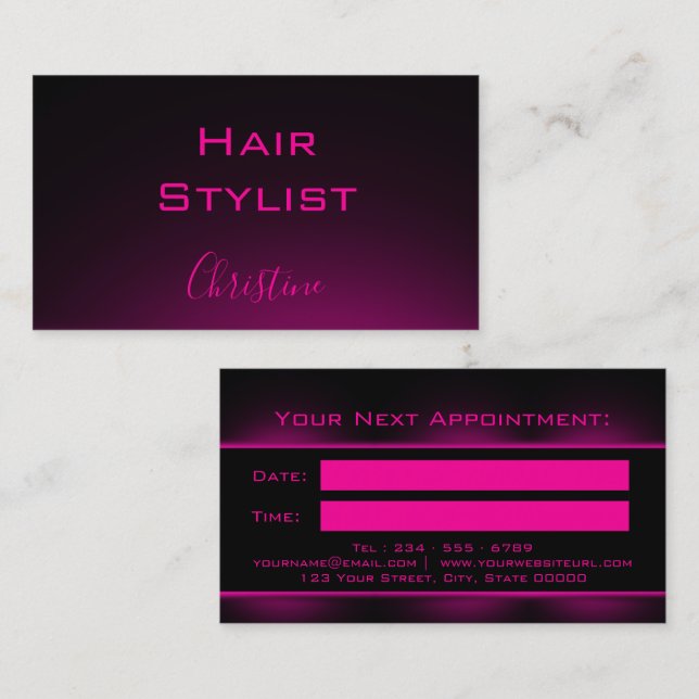 neon pink appointment card (Front/Back)