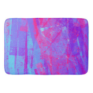 Neon Pink & Aqua Blue Abstract Bath Mat