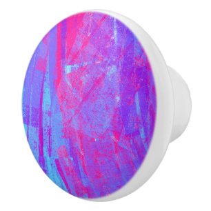 Neon Pink & Aqua Blue Abstract Ceramic Knob