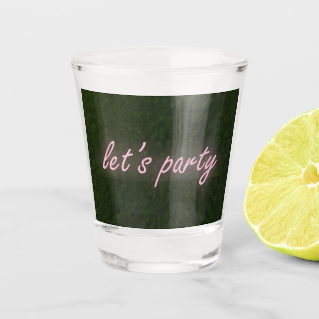 Neon Pink Artificial Grass Party Shot Glass (Front)