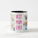 Neon Pink | Best Mom Ever Custom Photo Mug<br><div class="desc">Neon Pink | Give it as gift to your mom! Photo Grid Handwritten Text Two-Tone Coffee Mug
Best Mom Ever Custom Photo Mug</div>