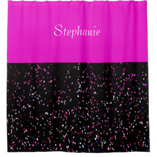 Neon Pink Black Glitter Patterns Custom Name Girly