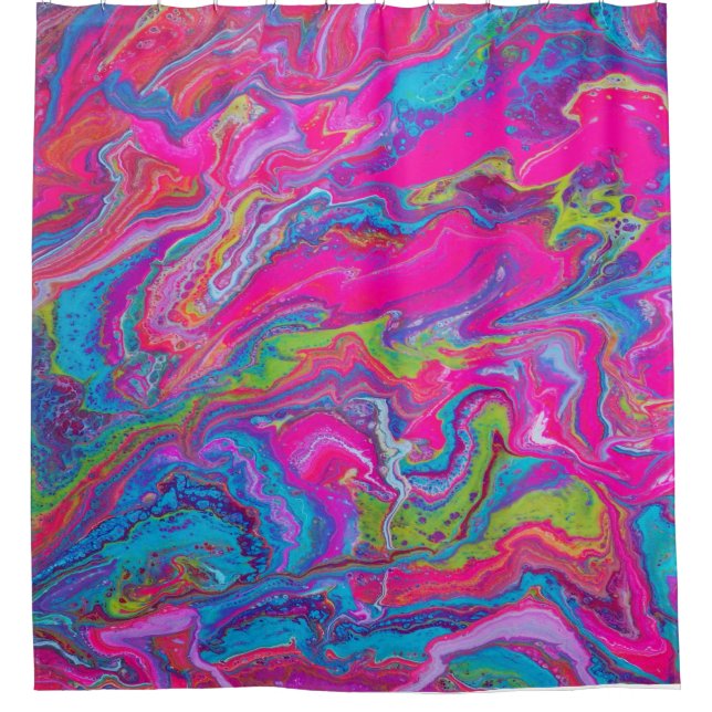 Neon Pink, Blue and Green Shower Curtain (Front)