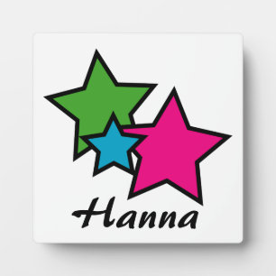 Neon Pink Blue Green Stars Personalize Plaque
