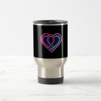 Neon pink/blue heart Valentine's day mug