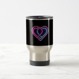 Neon pink/blue heart Valentine's day mug