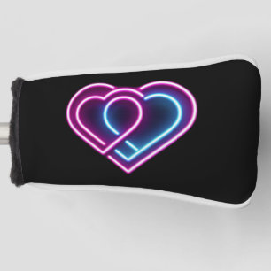 Neon pink/blue heart Valentine's day mug Golf Head Cover