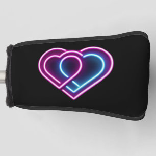 Neon pink/blue heart Valentine's day mug Golf Head Cover