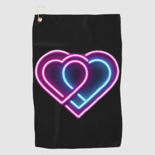 Neon pink/blue heart Valentine's day mug Golf Towel