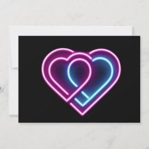 Neon pink/blue heart Valentine's day mug Holiday Card