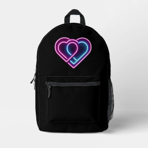 Neon pink/blue heart Valentine's day mug Printed Backpack