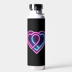 Neon pink/blue heart Valentine's day mug Water Bottle