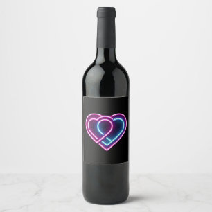 Neon pink/blue heart Valentine's day mug Wine Label