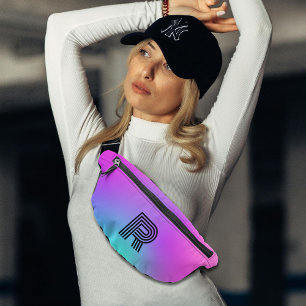 Neon Pink Blue & Purple Ombre Monogram Fanny Pack