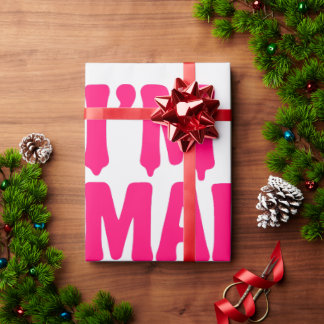 Neon Pink Bold Quote Wrapping Paper – Customizable