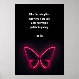 Neon Pink Butterfly Poster