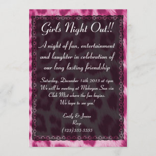 Neon Pink Cheetah Lace Girls Night Out Invitation