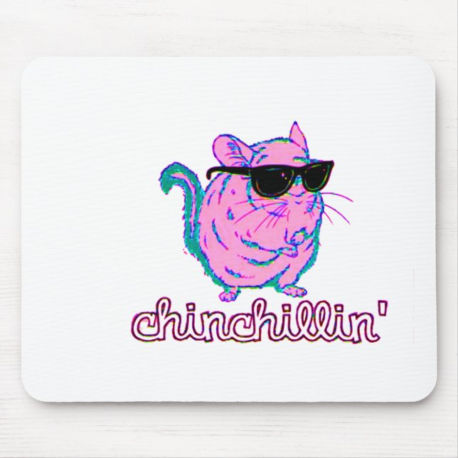 Neon Pink Chinchillin Chinchilla Mouse Pad (Front)