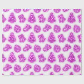 Neon Pink Christmas on White Wrapping Paper