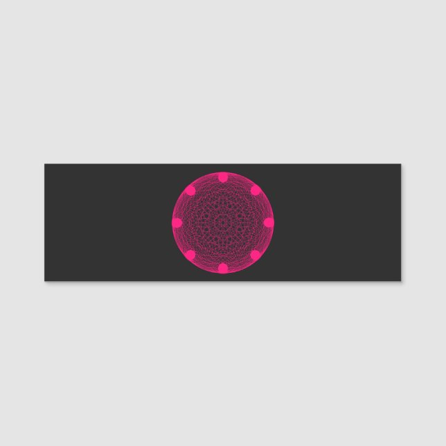 Neon Pink Circle Spiro Name Tag – Customizable (Front)