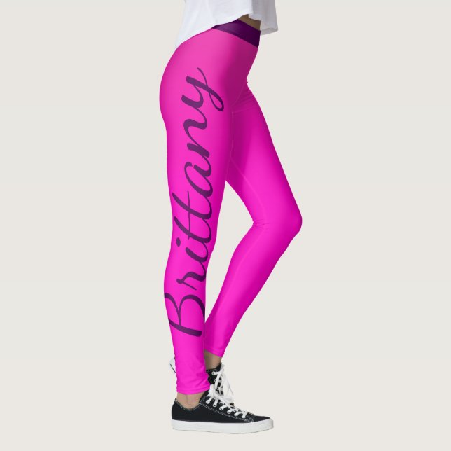 Neon Pink Custom Name Leggings (Right)