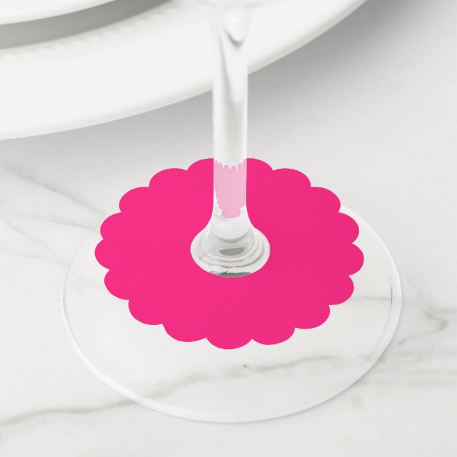 Neon Pink Customizable Wine Glass Tags (Close Up)