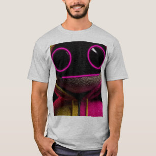 Neon Pink Cute Monster Face Graphic T-Shirt Funn